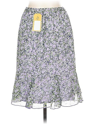 DressBarn Purple Floral Skirt with Elastic Waist (view 2)