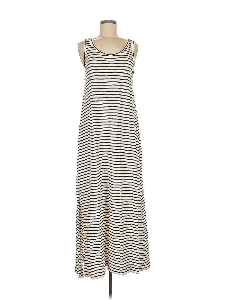 Lou & Grey for LOFT 100% Cotton Stripes Ivory Casual Dress Size M - photo 1