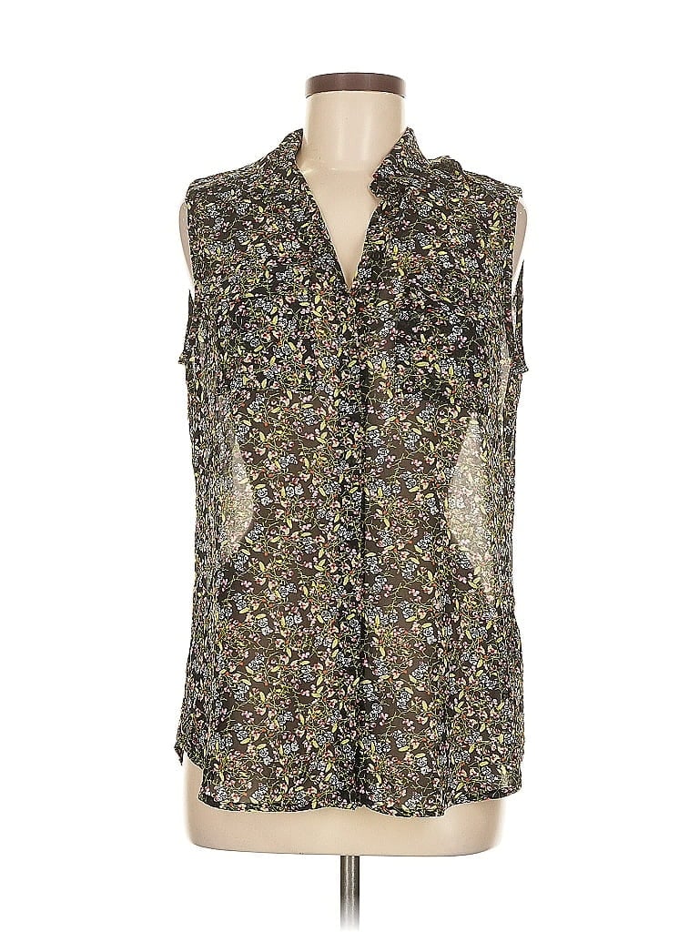 Pre-owned Banana Republic Sleeveless Button Down Shirt In Green