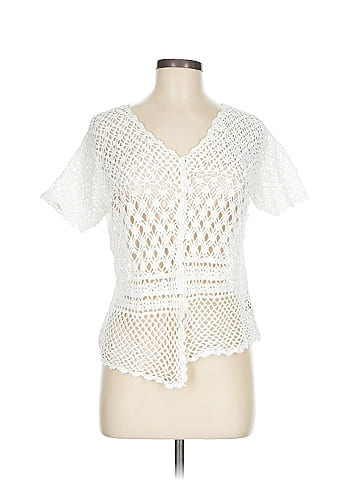 Assorted Brands White Crochet Cardigan with Buttons (view 1)