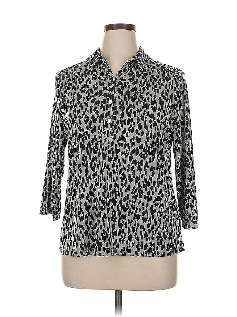 Pre-owned 212 Collection 3/4 Sleeve Blouse In Silver