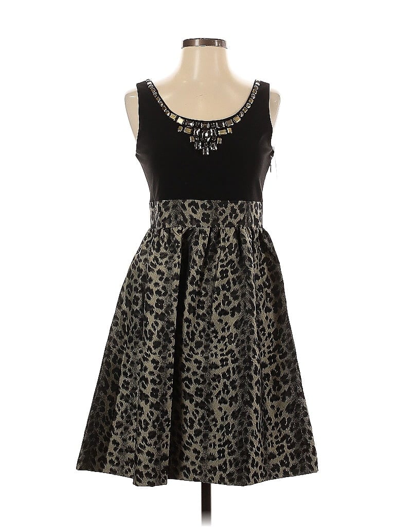 Laura Petites Animal Print Black Cocktail Dress Size 6 (petite) - photo 1