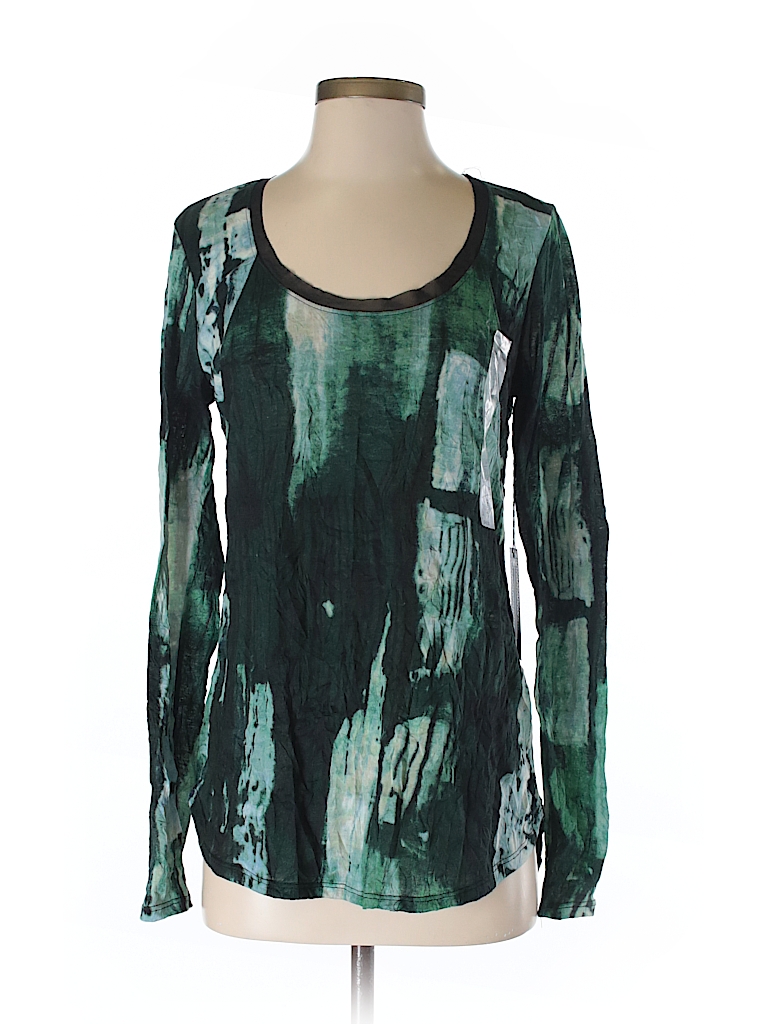 Simply Vera Vera Wang 100% Polyester Print Dark Green Long Sleeve T ...