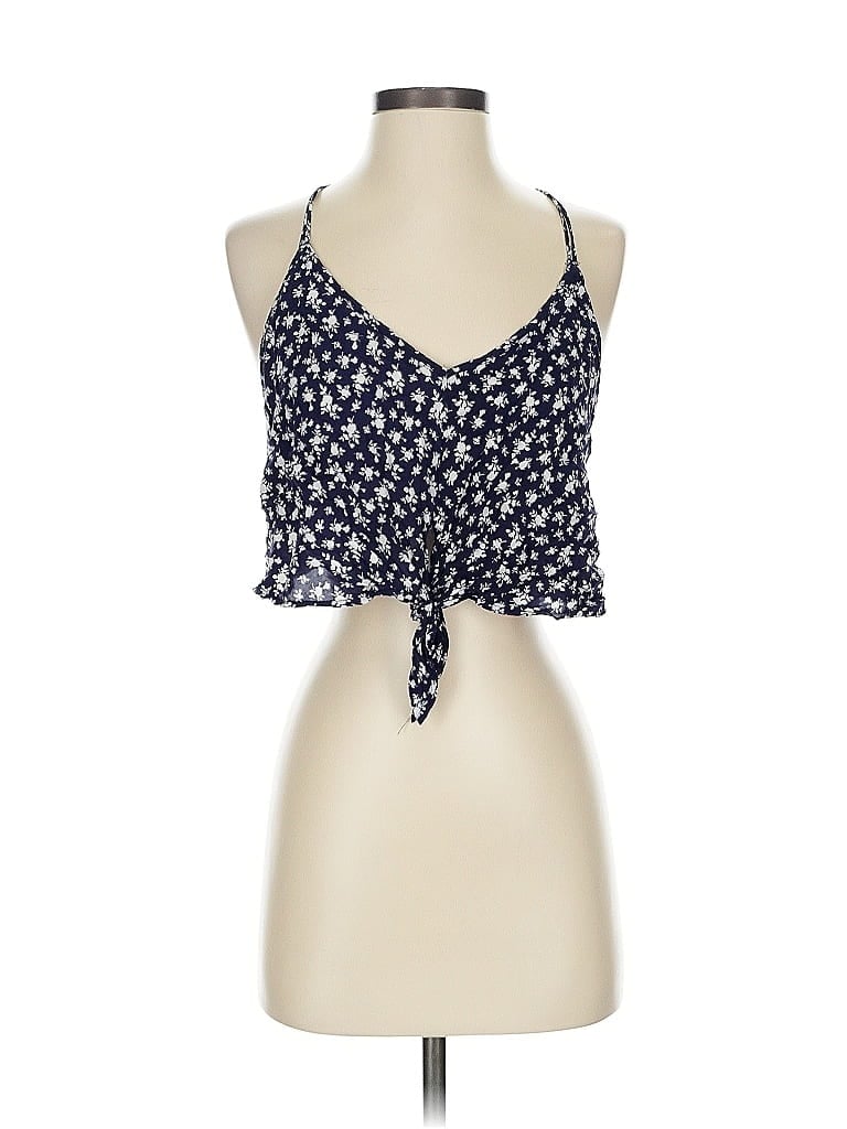 Pre-owned Aakaa Tank Top Blue Halter Neckline Tops