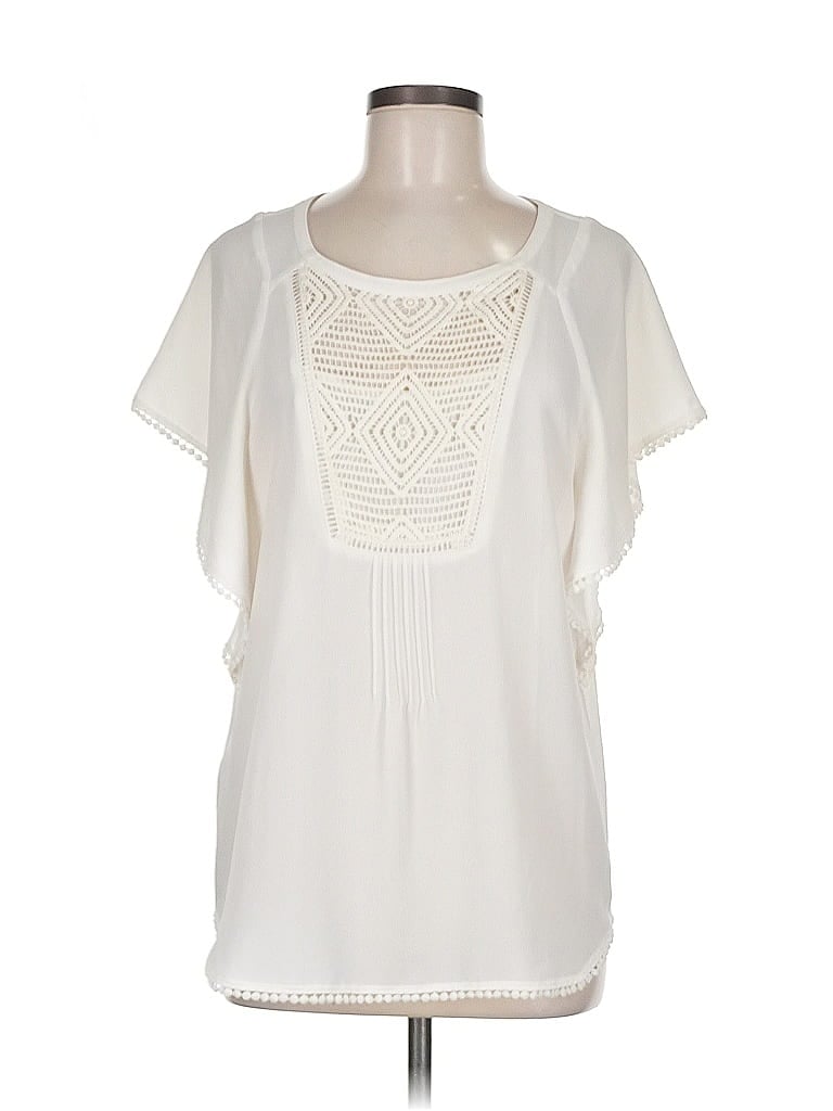 Pre-owned Meadow Rue Short Sleeve Blouse In White