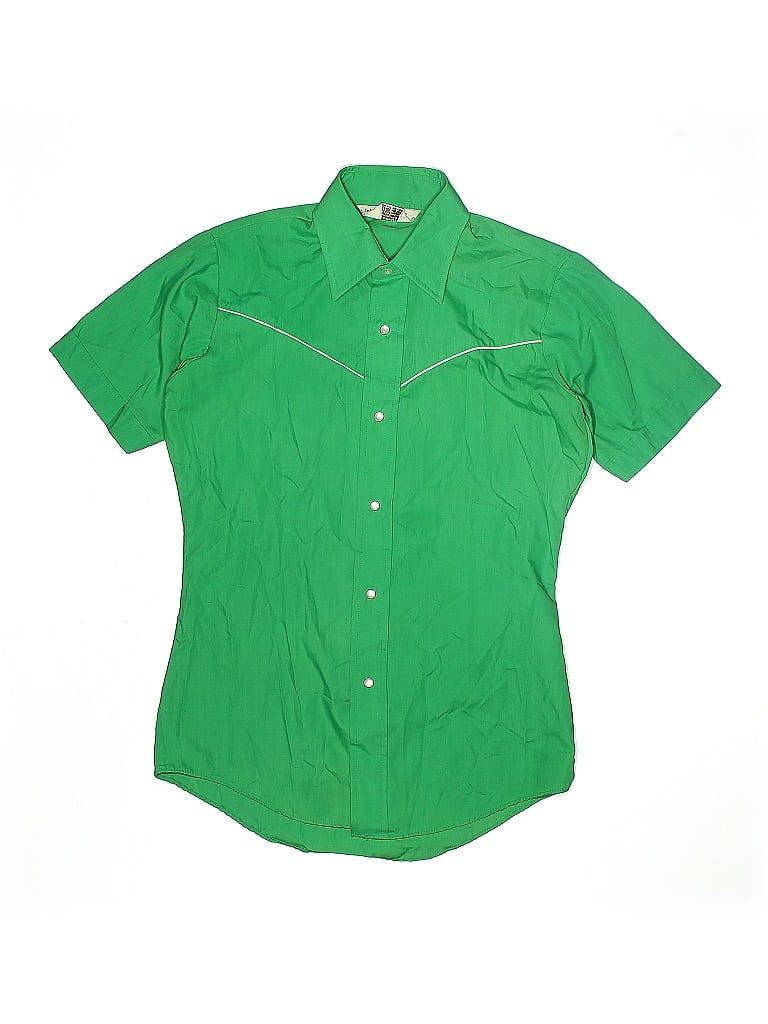 Pre-owned Montgomery Ward Kids' Short Sleeve Button Down Shirt In Green