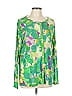 LOGO by Lori Goldstein Print Green Long Sleeve Blouse Size L - photo 1
