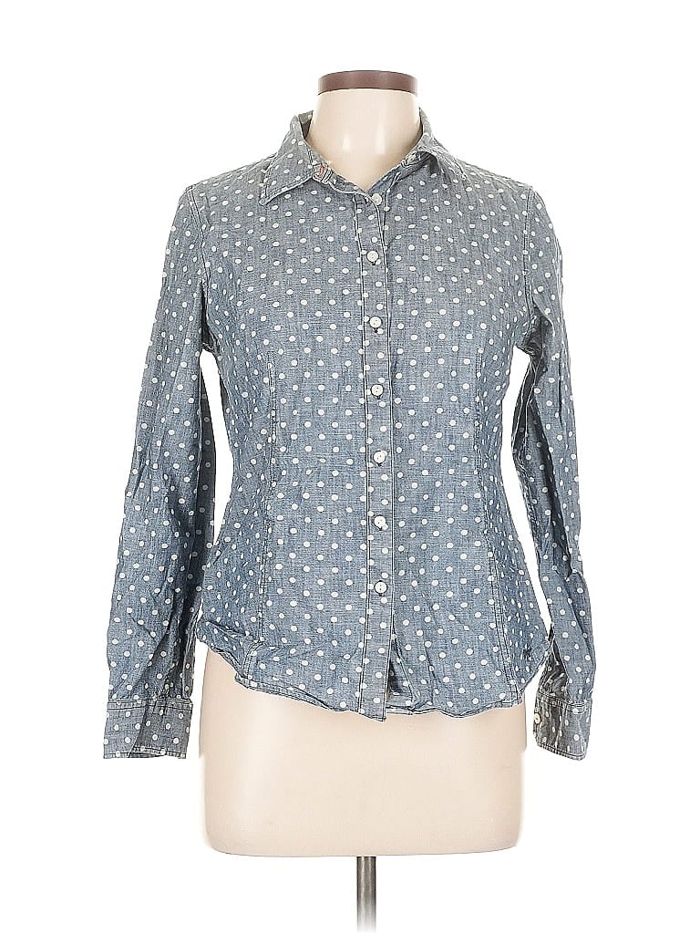 Pre-owned Talbots Long Sleeve Button Down Shirt In Blue