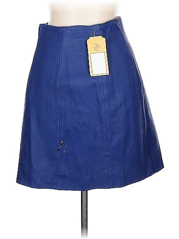 Wilsons Leather 1990s Blue Leather Skirt by Wilsons (view 2)