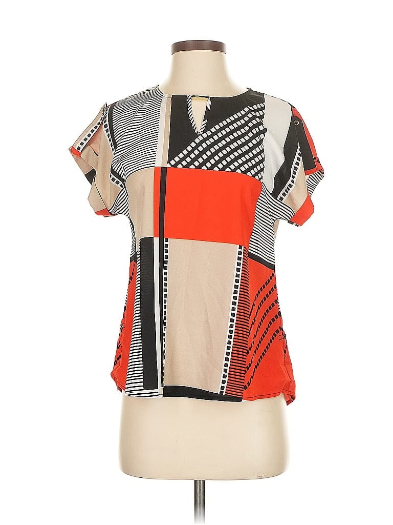 Pre-owned Calvin Klein Short Sleeve Blouse In Orange