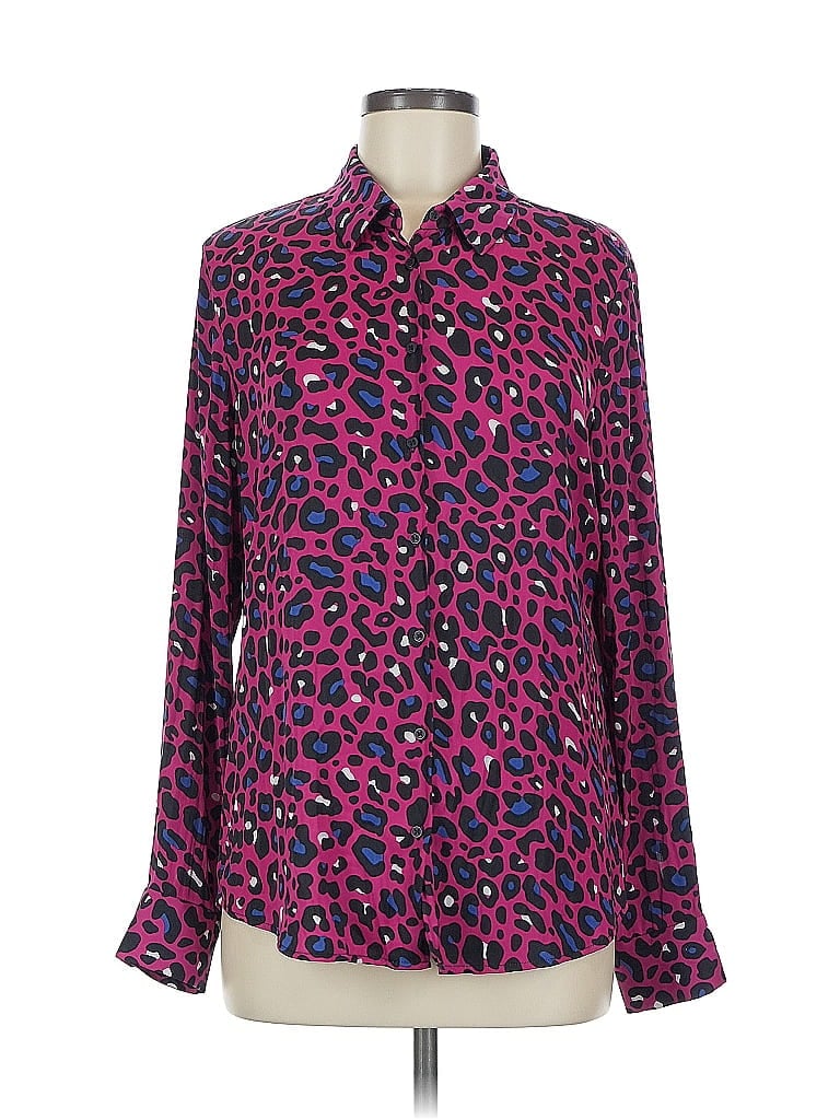 Pre-owned David Lerner Long Sleeve Blouse In Pink