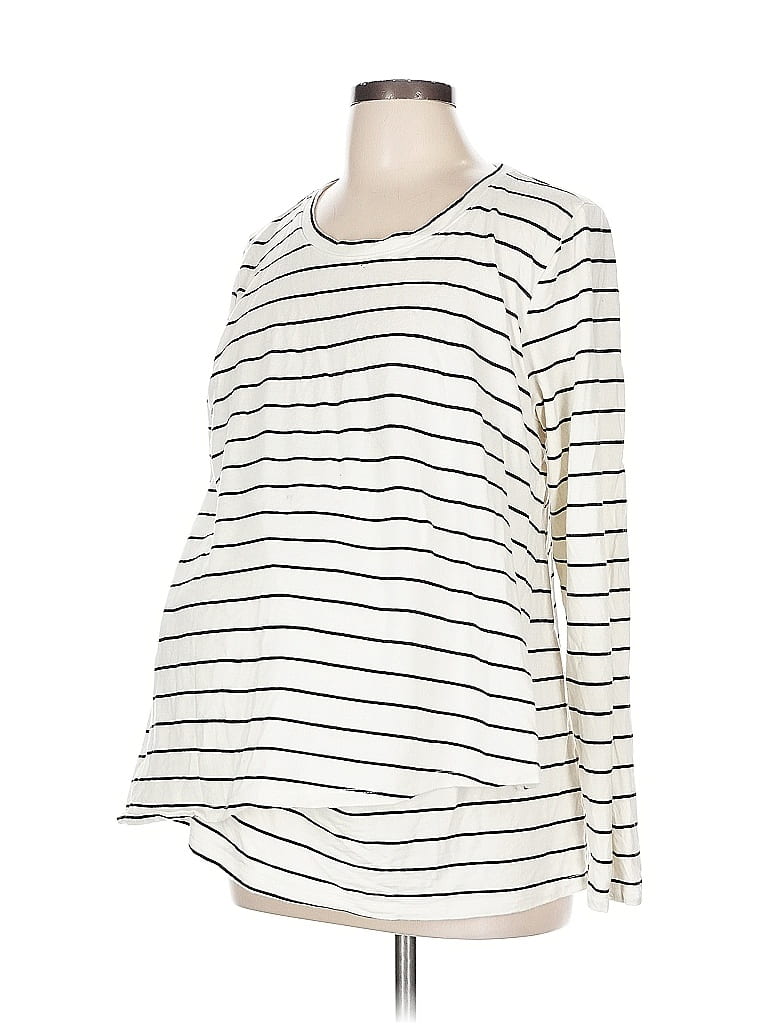 A Pea in the Pod 100% Modal Ivory White Long Sleeve T-Shirt Size L - photo 1
