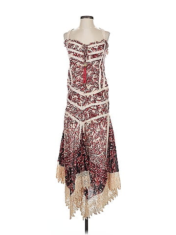 VALIÁNTE 100% Cotton Burgundy Cocktail Dress Size S