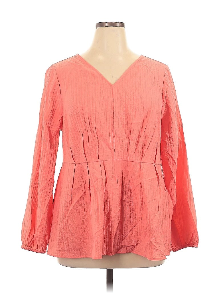 Pre-owned Lane Bryant Long Sleeve Blouse In Orange