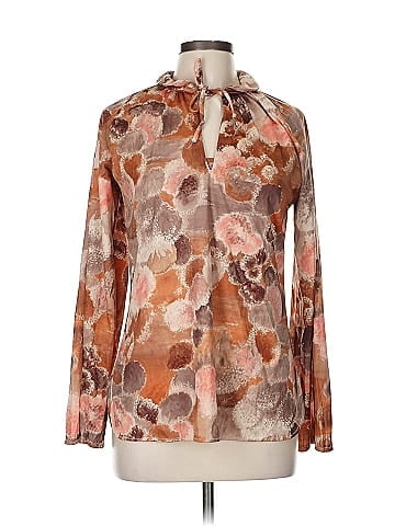 Starling Romantic Abstract Tan Long Blouse (view 1)