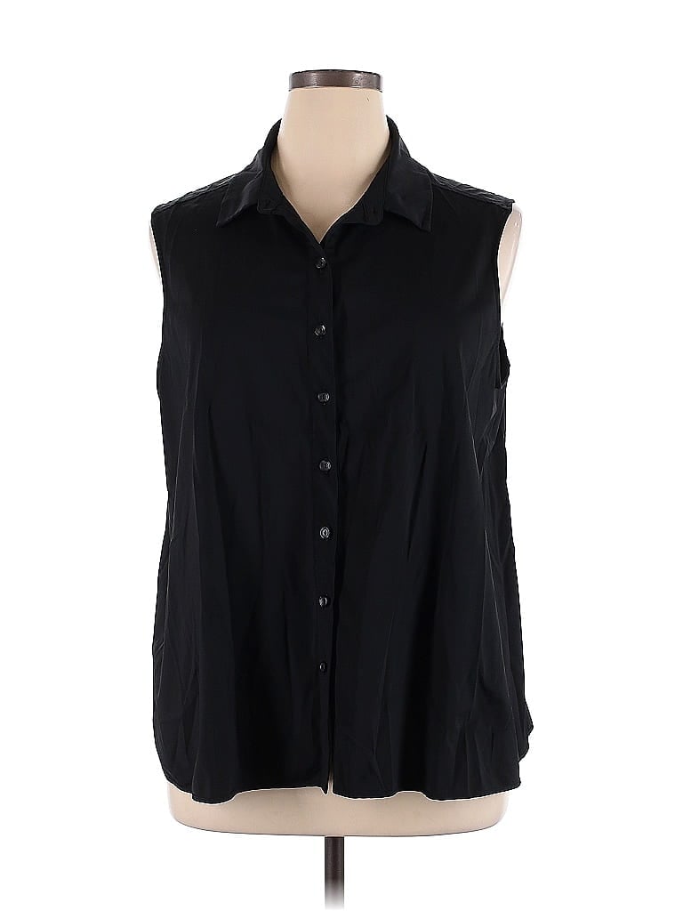 Lyssé Black Sleeveless Button-Down Shirt Size 1X - photo 1