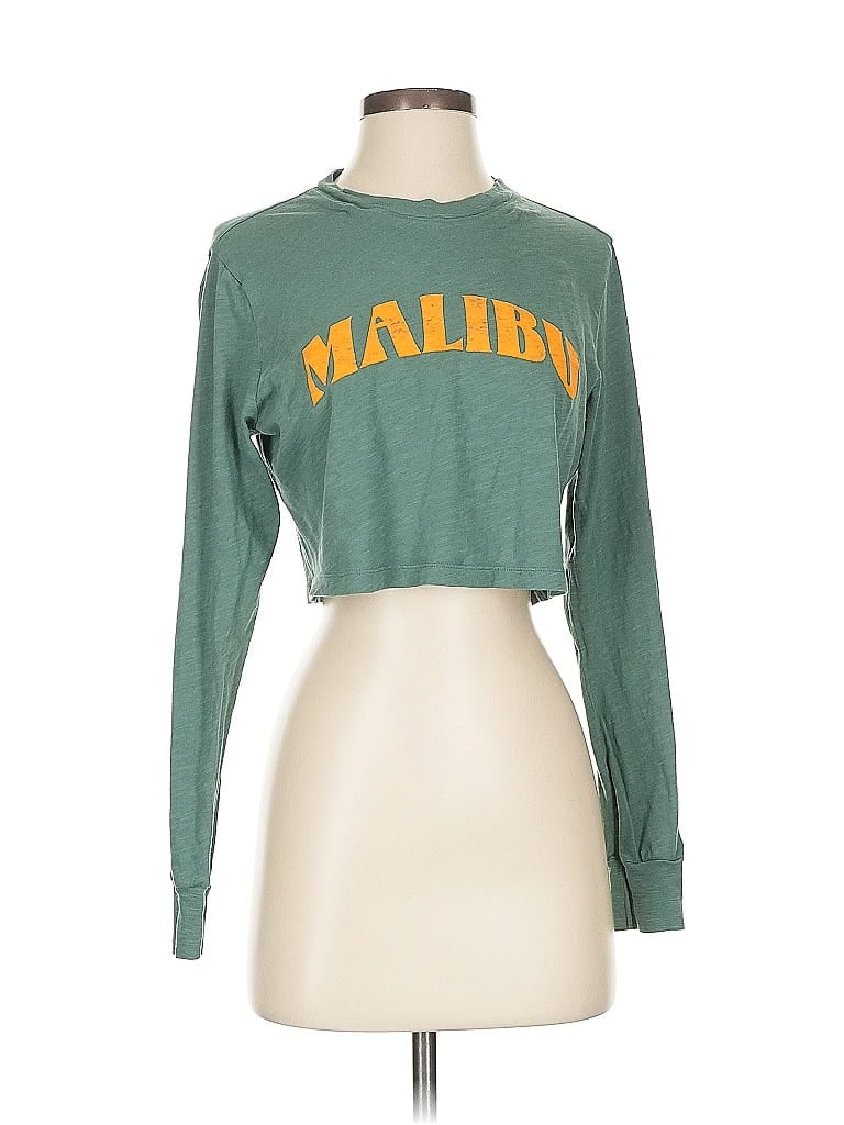 Victoria's Secret Pink 100% Cotton Green Long Sleeve T-Shirt Size XS - photo 1