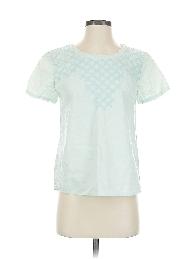 Pre-owned J.crew Factory Store Short Sleeve Top Teal Crew Neck Tops In Blue