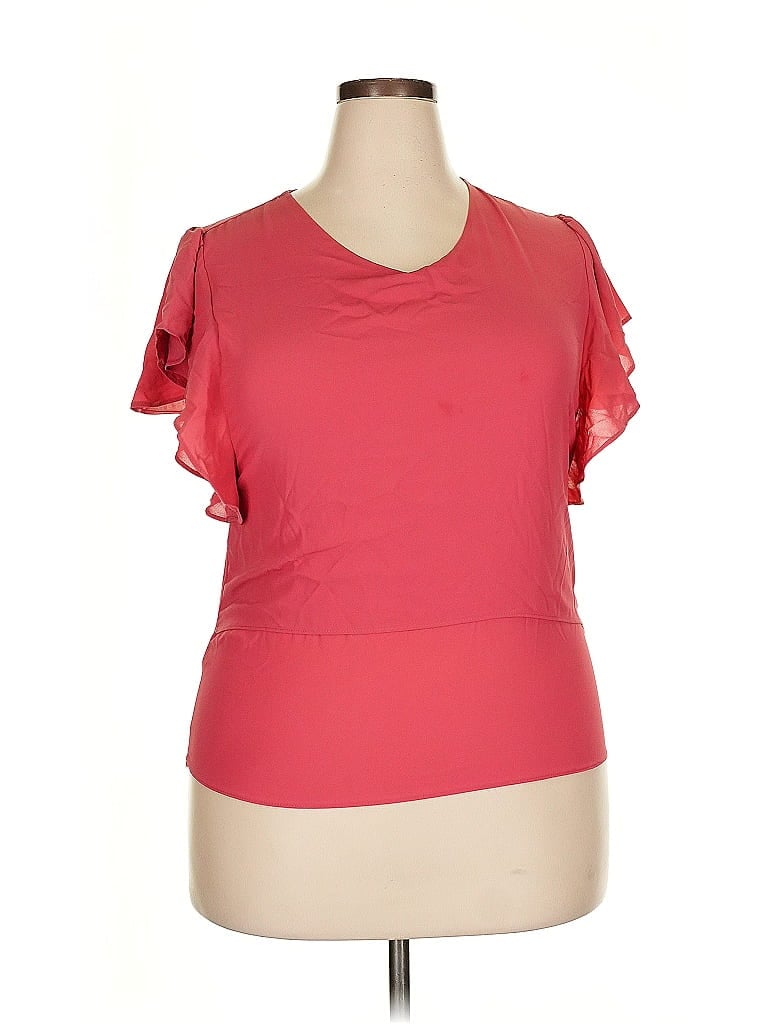 Assorted Brands Short Sleeve Top Red Scoop Neck Tops