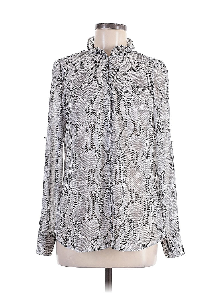 Pre-owned Express Long Sleeve Blouse In Gray