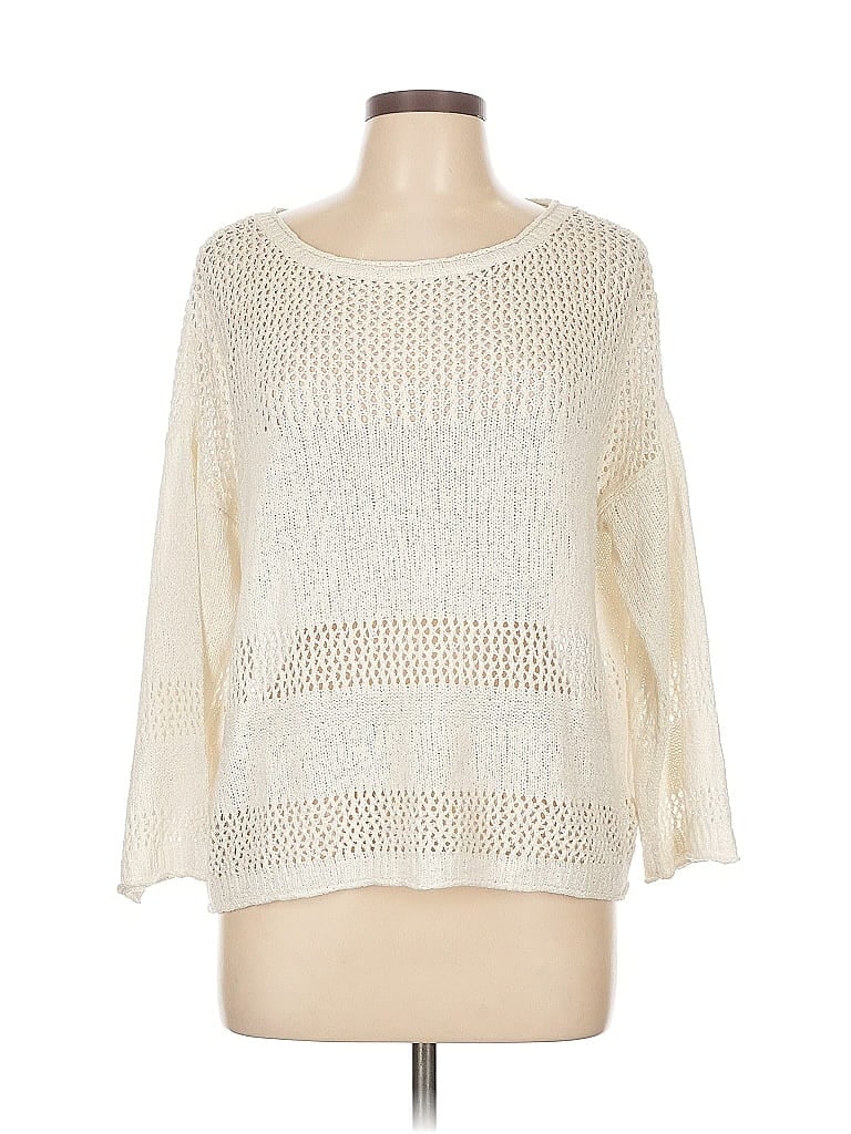 Pre-owned Three Dots 3/4 Sleeve T-shirt In White