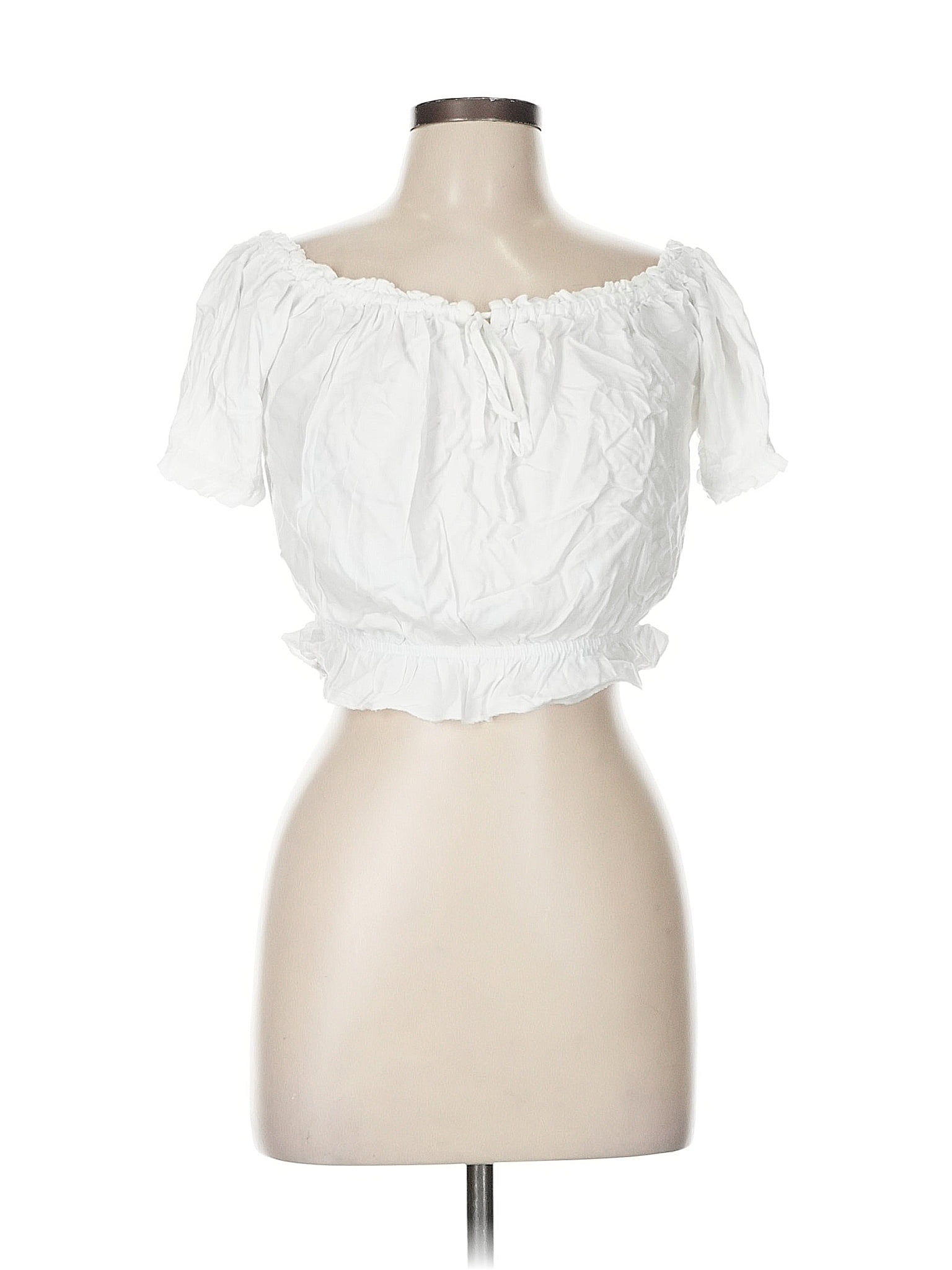 Brandy Melville White Short Sleeve Blouse One size