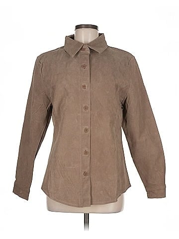 Jessica Holbrook Tan Long Sleeve Button-Down Suede Jacket (view 1)