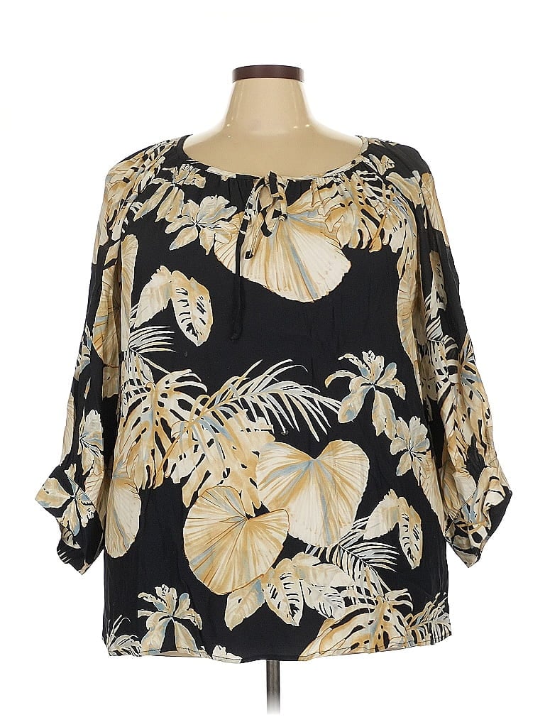 Pre-owned Karen Kane 3/4 Sleeve Blouse In Black