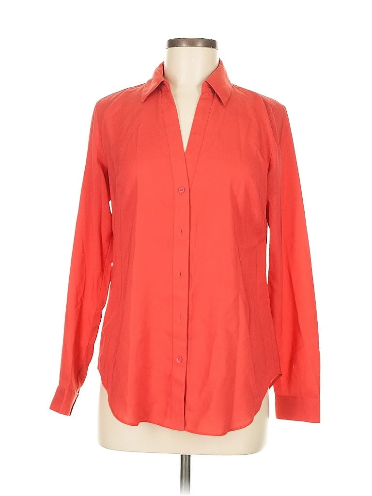 Pre-owned Ann Taylor Long Sleeve Blouse In Orange