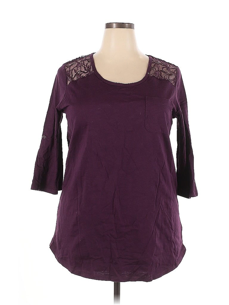Roaman's Purple 3/4 Sleeve Top Size 18 - photo 1