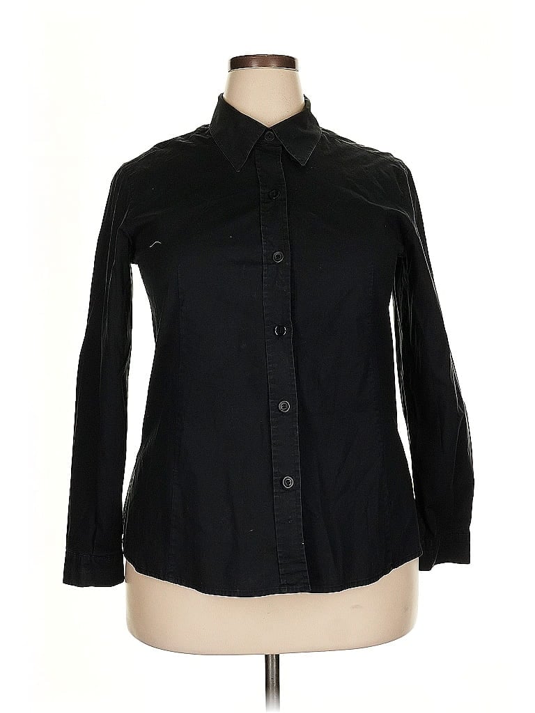 Pre-owned Marina Sport 3/4 Sleeve Button Down Shirt In Black