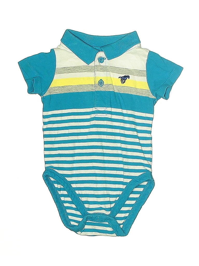 Wrangler Jeans Co Color Block Teal Short Sleeve Onesie Size 0-3 mo - photo 1