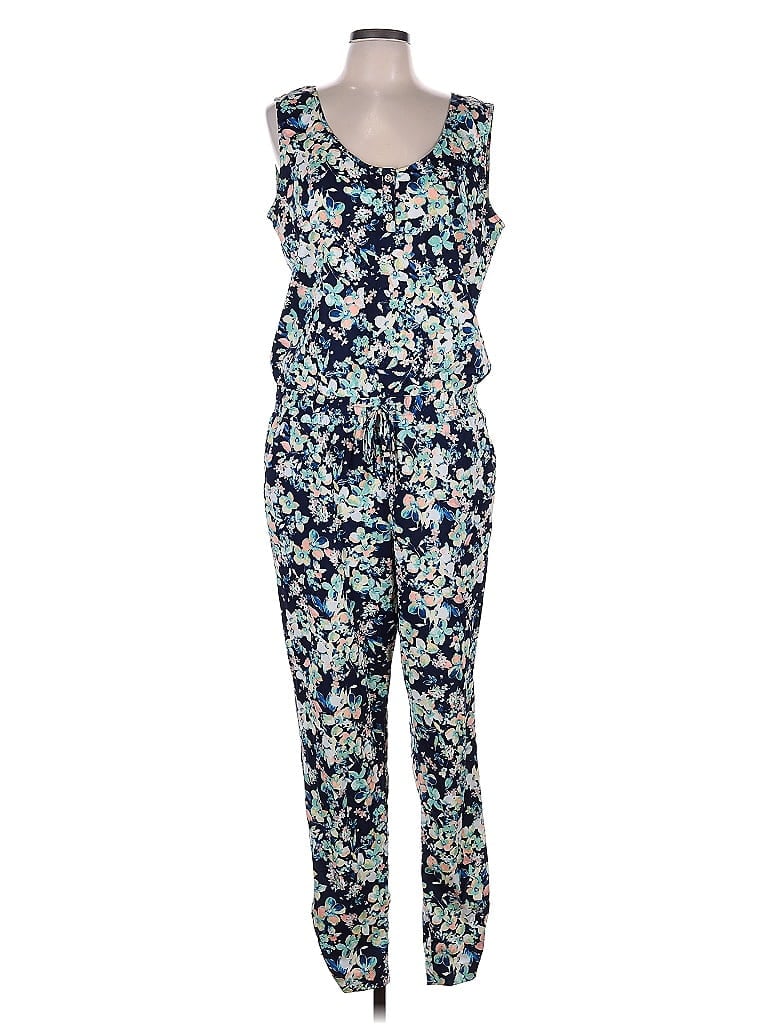 Eva Mendes by New York & Company Floral Blue Jumpsuit Size L - photo 1