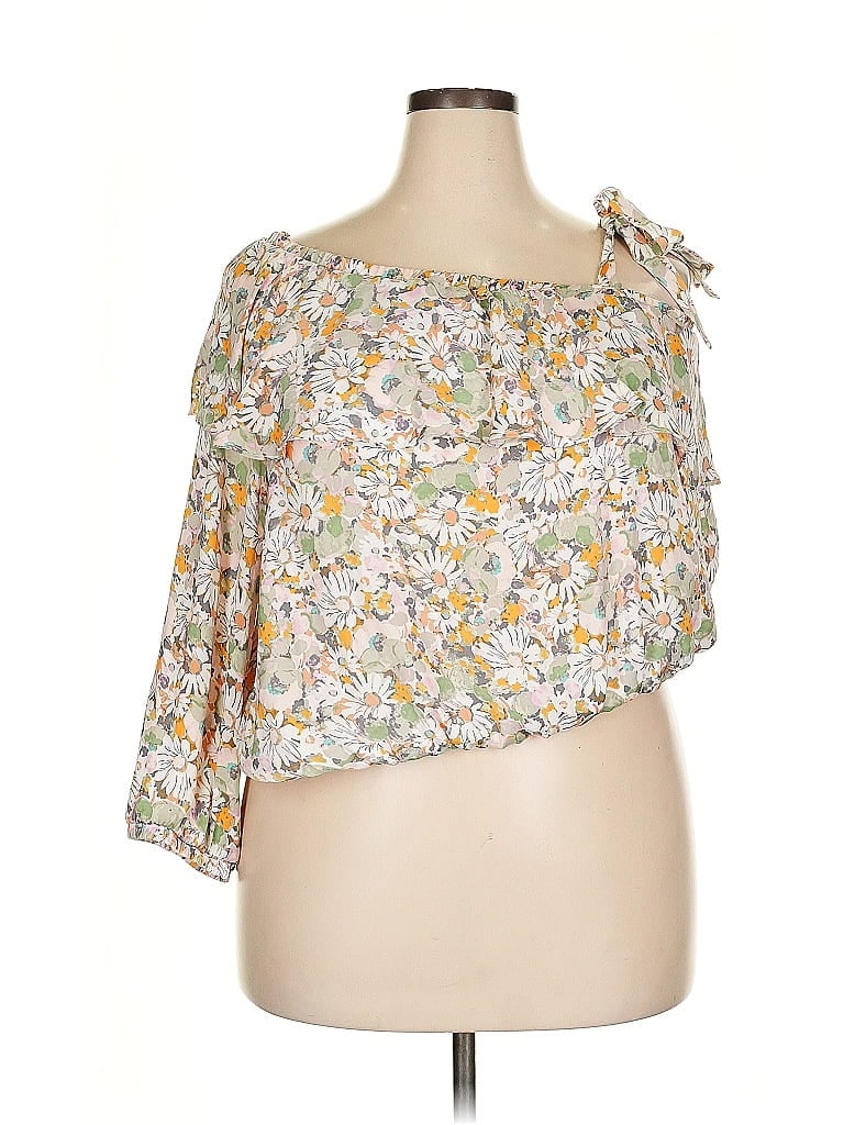 Pre-owned Lc Lauren Conrad 3/4 Sleeve Blouse In White