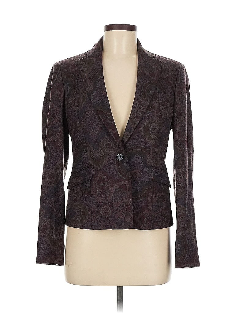 ETRO Paisley Purple Burgundy Wool Blazer Size EU (IT) 42 / US 6 - photo 1
