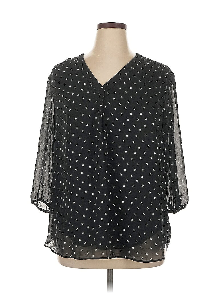 Pre-owned Jones New York 3/4 Sleeve Blouse In Black