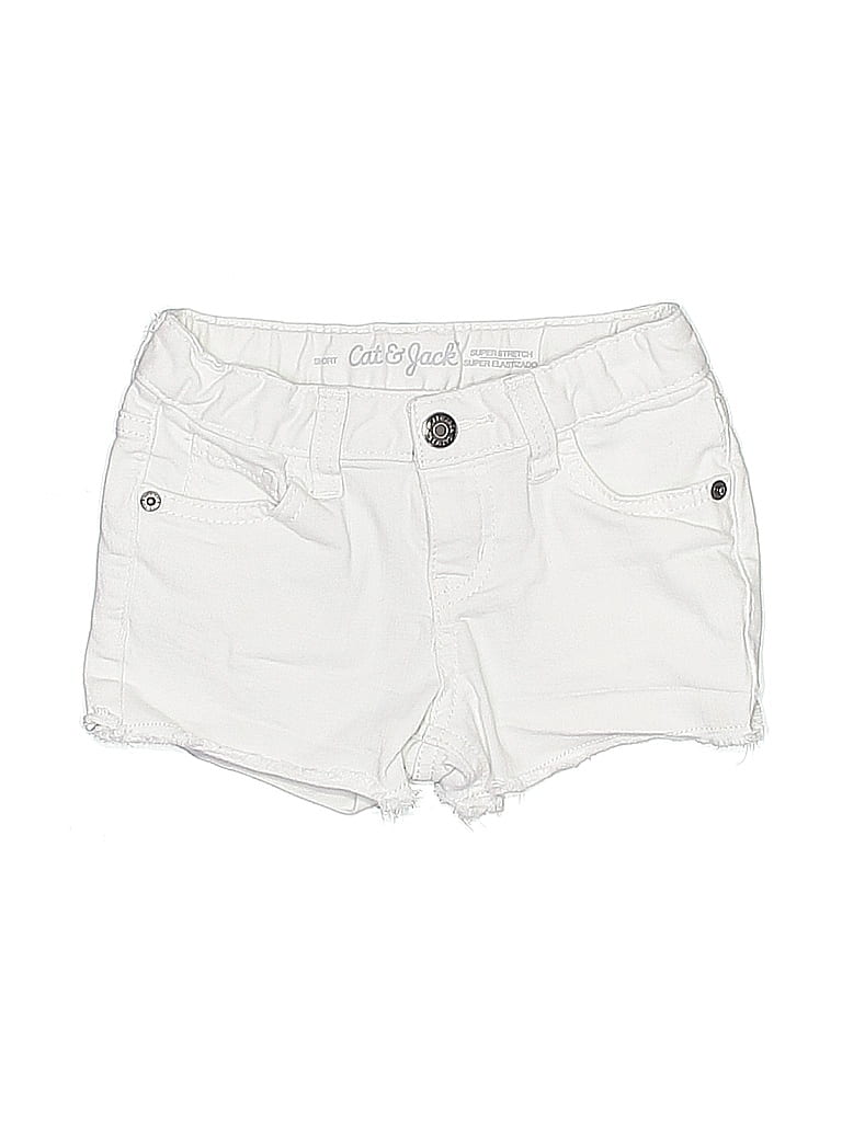 Pre-owned Cat & Jack Kids' Denim Shorts In White