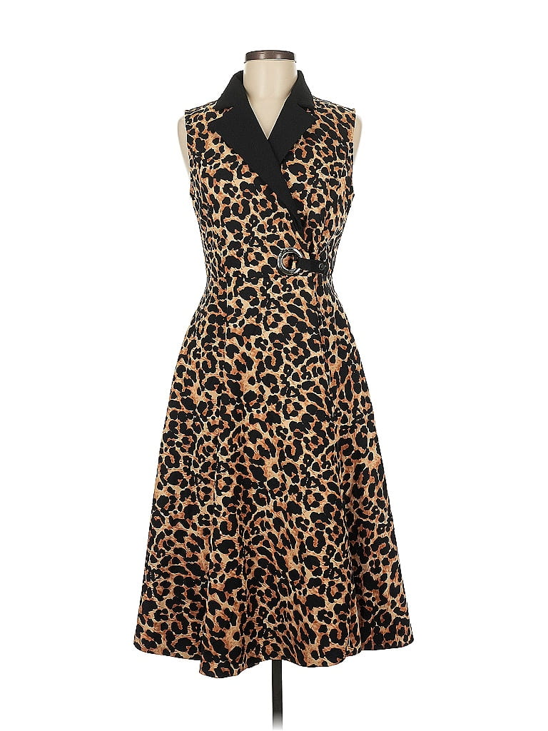 Gracia 100% Polyester Animal Print Brown Cocktail Dress Size M - photo 1
