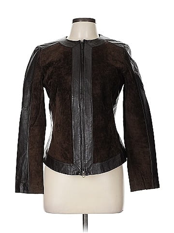 Liz Claiborne Brown Black Suede Jacket with Zip Size 8