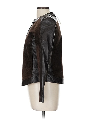 Liz Claiborne Brown Black Suede Jacket with Zip Size 8