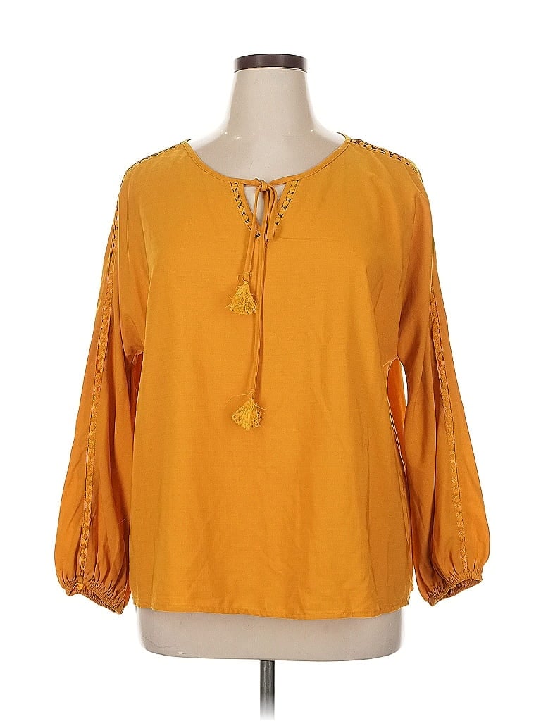 Pre-owned Shein Curve 3/4 Sleeve Blouse In Orange
