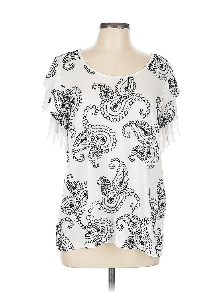 Pre-owned Liv Los Angeles Short Sleeve Blouse In White