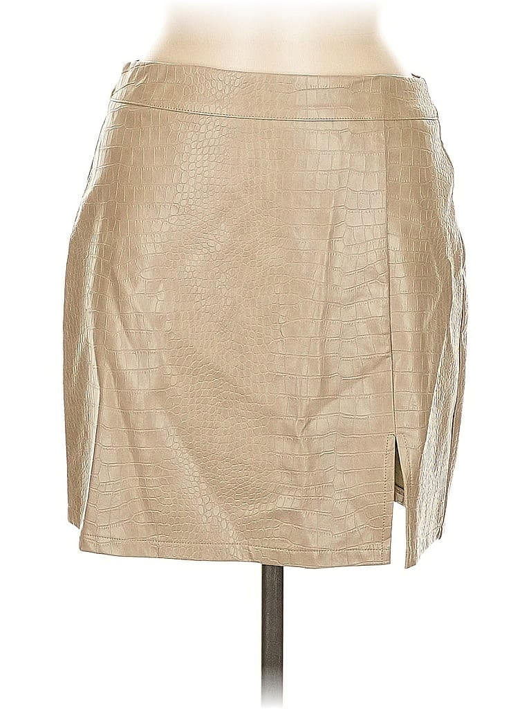 Pre-owned Le Lis Faux Leather Skirt In Brown