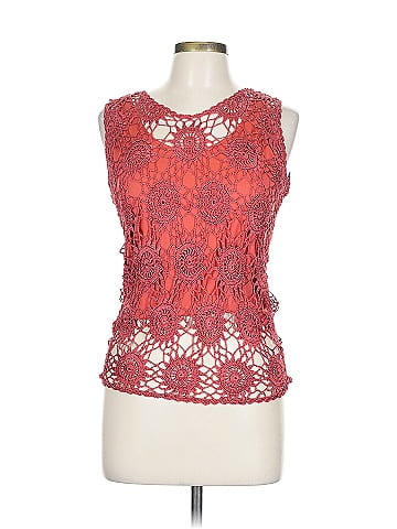 Joseph A. Elegant Red Crochet Sleeveless Top (view 1)