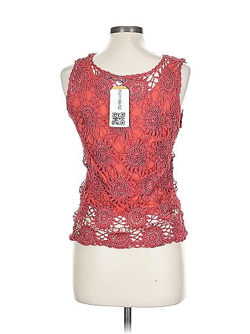 Joseph A. Elegant Red Crochet Sleeveless Top (view 2)