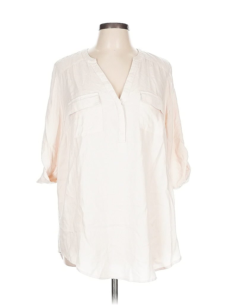 Pre-owned Torrid 3/4 Sleeve Blouse In White