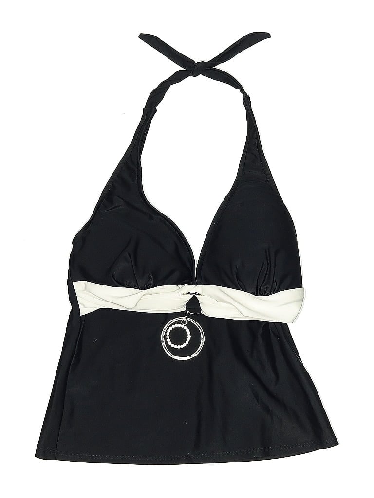 Niki Wior Swimsuit Top Black Solid Pattern Swimwear