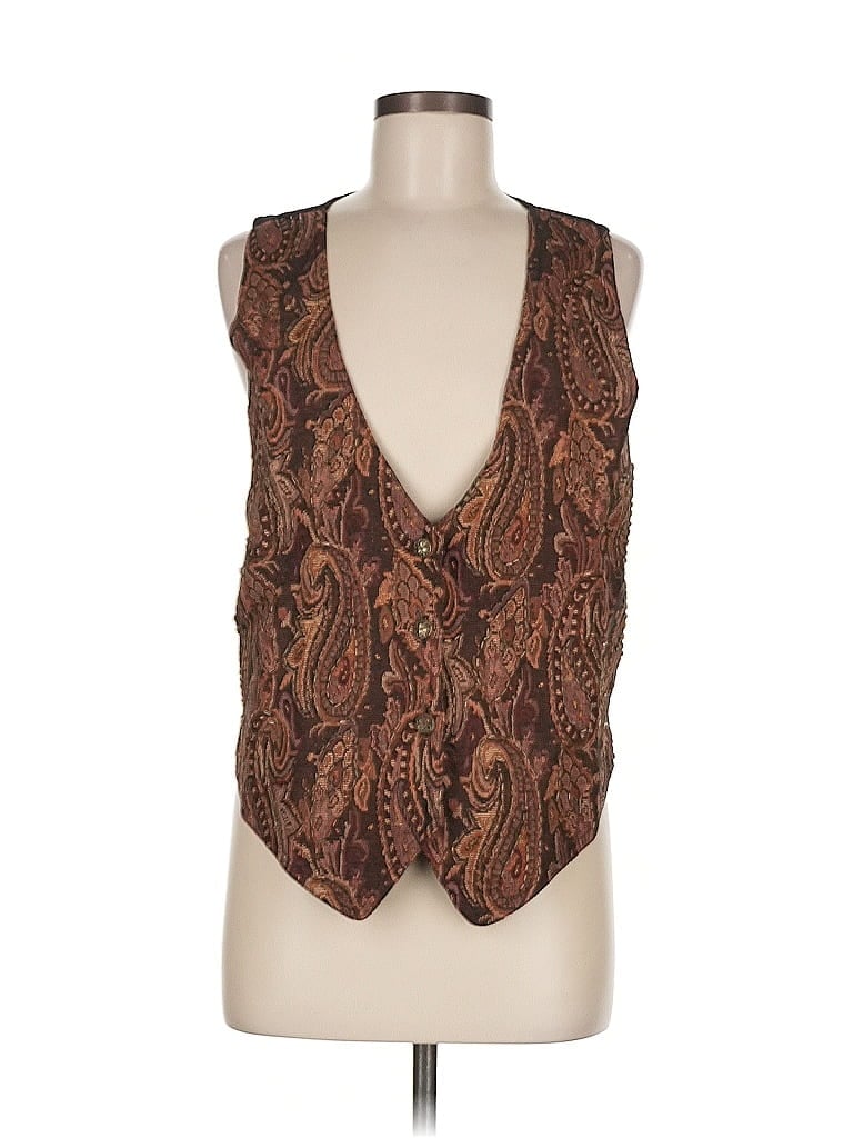 Jane Ashley Brown Brown Paisley Pattern Jacquard Vest Size M - 21% off ...