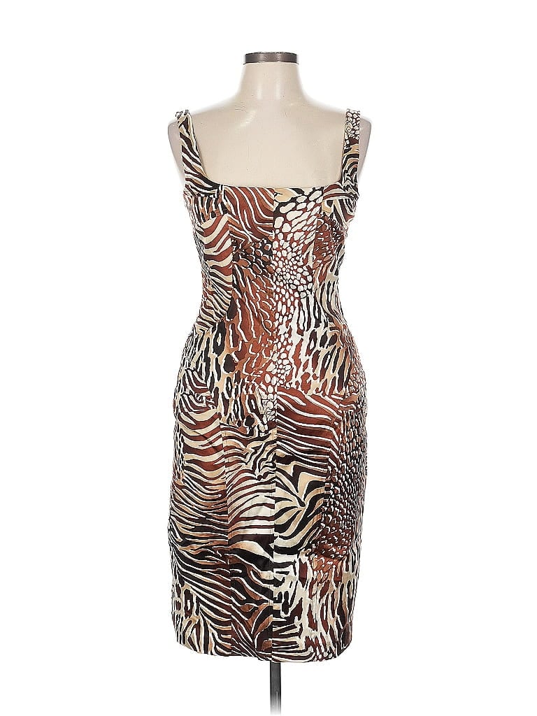 David Meister Animal Print Brown Cocktail Dress Size 10 - photo 1