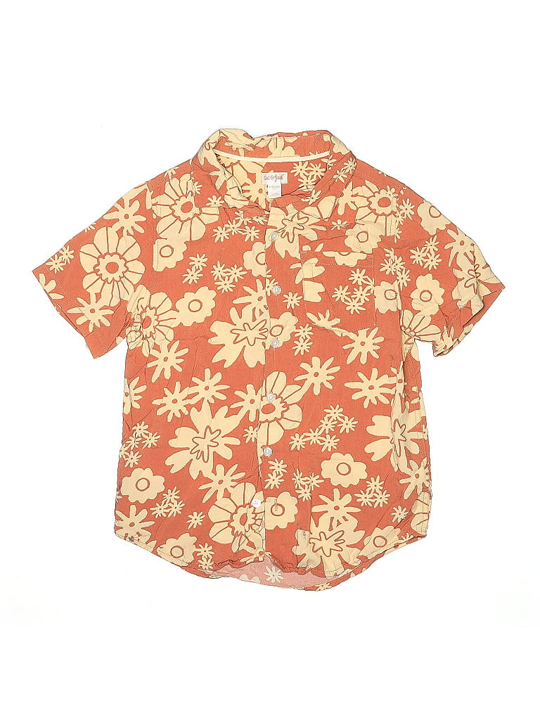 Click to view more detailed imagery on our partner's website Pre-owned Cat & Jack Kids' Short Sleeve Button Down Shirt In Orange
